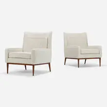 Directional lounge chairs model 1312, pair by Paul McCobb, 1956, beech, upholstery, sold Sep 2022