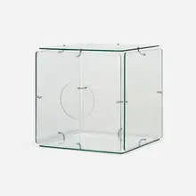 Gerald McCabe, Cube table, 1964, tempered glass, chrome-plated steel