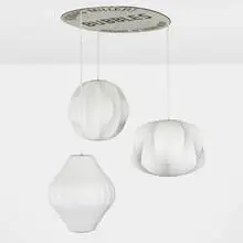 Bubble lamp display by George Nelson & Associates, sprayed fiberglass over metal frame, chrome-plated steel, lacquered Masonite, sold Sep 2022