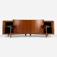 Arnold Wolf and Richard Ranger, Paragon speaker, model D44000, serial no. 41767, 1957, walnut, brass, enameled steel, cloth