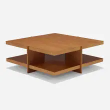 Lewis coffee table by Frank Lloyd Wright, oak veneer, sold Sep 2022