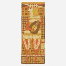 Minstrel tapestry by Evelyn Ackerman, 1959, hand-knotted wool, sold Sep 2022