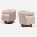 Milo Baughman, Swivel lounge chairs, pair