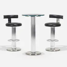 Design for Leisure, Bar suite, c. 1988, stainless steel, aluminum, leather, glass