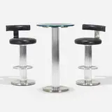 Design for Leisure, Bar suite, c. 1988, stainless steel, aluminum, leather, glass