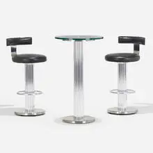 Design for Leisure, Bar suite, c. 1988, stainless steel, aluminum, glass, leather