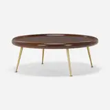 Coffee table, model 1784 by T. H. Robsjohn-Gibbings, c.1955, walnut, brass, sold Sep 2022