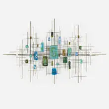 C. Jeré, Wall sculpture, c. 1965, brass, enamel
