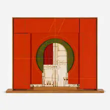 Untitled Construction #589 by Abe Ajay, 1989, mixed media, sold Jul 2022