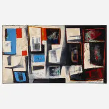 Ralph Du Casse, City Scape, 1954, oil on canvas