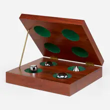 Richard Artschwager, Four Approximate Objects, 1970-1991, mahogany, Formica, brass, chrome-plated brass and flocking
