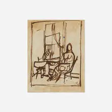 Seated Figure (Study for Elizabeth) by Franz Kline, 1945, ink on paper, sold Jul 2022