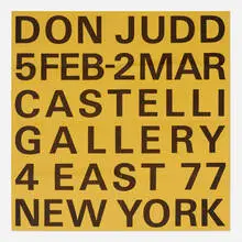 Exhibition poster by Donald Judd, 1966, offset lithograph, sold Jul 2022