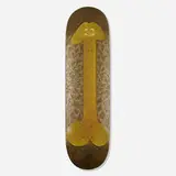 Chris Ofili, Skateboard deck, 2014, Canadian Hard Rock Maple wood, gold automotive paint, screenprint