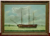 Sailing Vessel by American School, Oil on canvas, sold Apr 2024
