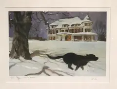 Jamie Wyeth, Al Gore's Dog Running thought the Snow Outside the Vice President's House, Pencil numbered