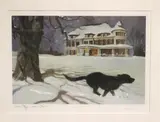 Jamie Wyeth, Al Gore's Dog Running thought the Snow Outside the Vice President's House, Pencil numbered