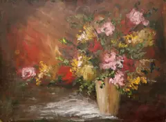 Walter Biggs, Late Summer Bouquet, Oil on Masonite