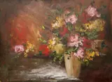 Walter Biggs, Late Summer Bouquet, Oil on Masonite