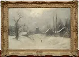 Niels H. Christiansen, Snow Scene with Windmill, Oil on canvas