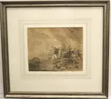 Arnold Francesco Rubens, Combat of Cavalry, Watercolor, gouache and ink drawing on paper