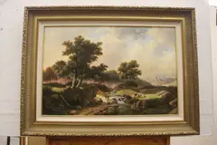 Wouter Janssen, Summer countryside Landscape by the Bridge, Oil on Canvas