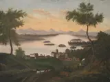Village by the Lake, (for restoration) by Continental School, Oil on canvas, offered Apr 2024
