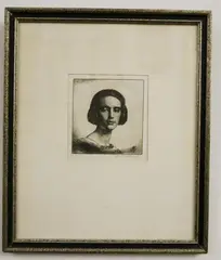 Pepita by Gerald Brockhurst, Black and white etching. - Plae size: 4 1/2 in. x 4 1/4 in, sold Apr 2024