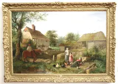 On a Surrey Farm by English School, Oil on board, sold Apr 2024