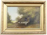Rural Landscape with Sheep by Continental School, Oil on board, offered Apr 2024