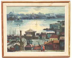 Continental School, View of Istanbul from the East, Oil on board
