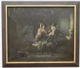 Northern Continental School, Taking Medicine, (for restoration), Oil on canvas