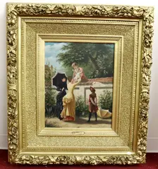 Andre de Pontes, Handing Over the Baby, Oil on board