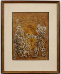 Charles Edward Burdick, Jazz Musicians, Mixed media on paper