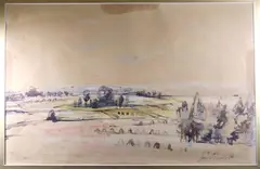 Jan Slavíček, Late Summer Landscape, Ink signed lower right hand corner