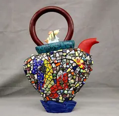 Untitled by Hap Sakwa and Micheal Lambert, Mixed media ornamental teapot, glass and ceramic mosaic, sold Jun 2024