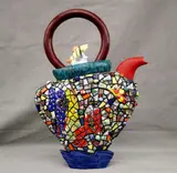 Hap Sakwa and Micheal Lambert, Untitled, Mixed media ornamental teapot, glass and ceramic mosaic