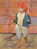 J. G Brown, Young Man, Oil on canvas board