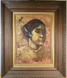 Portrait of Young Lady by American School, Oil on board, sold Jun 2024