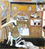American School, The Artist and Fred at Home, 1966, Ink titled, sitgned ("K Stern") and dated at base