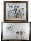 Andre Gisson, A Pair of Framed Watercolors, Sight:7 x 8 inches Watercolor on paper