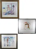 Andre Gisson, Three Framed Watercolors, Sight: 7.5 x 11 inches Watercolor on paper