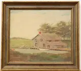 House by the Creek by American School, Oil on canvas, offered Jun 2024