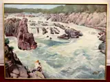 Alexander Yaron, Great Falls with Figures on Rocks