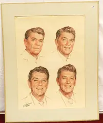 Alexander Yaron, Sketches or Preparatory Studies of Head of President Ronald Reagan, 1980, Pastel or Conte Crayon on paper