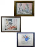 Andre Gisson, Three Framed Watercolors, Sight: 6 x 6.5 inches Watercolor on paper