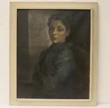 Edsel Cramer, Portrait of Young Lady Wearing Red Lipstick, Oil on canvas