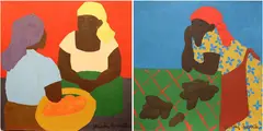 Jacqueline Chenowith, Two Works: "The Sweet Potato Seller Wearing a Flower Dress" and "The Orange Seller", Oil on canvas