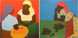 Jacqueline Chenowith, Two Works: "The Sweet Potato Seller Wearing a Flower Dress" and "The Orange Seller", Oil on canvas