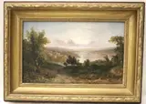 Father and Son on an Afternoon Walk by English School, Oil on canvas, sold Jun 2024